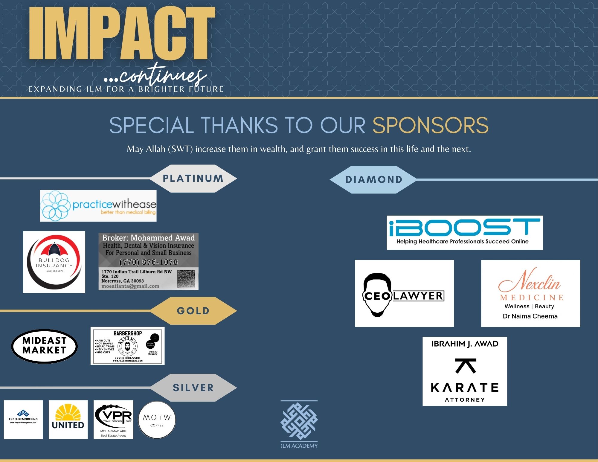 ILM IMPACT CONTINUES SPONSORS